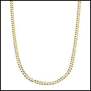 Italian Sterling Silver Curb Chain Necklace Elegant Minimal Classic Unisex